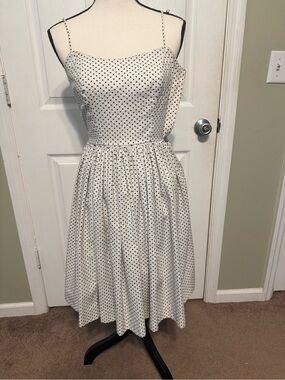 Vintage 1960s Polka Dot Spaghetti-Strap Dress - White/Black